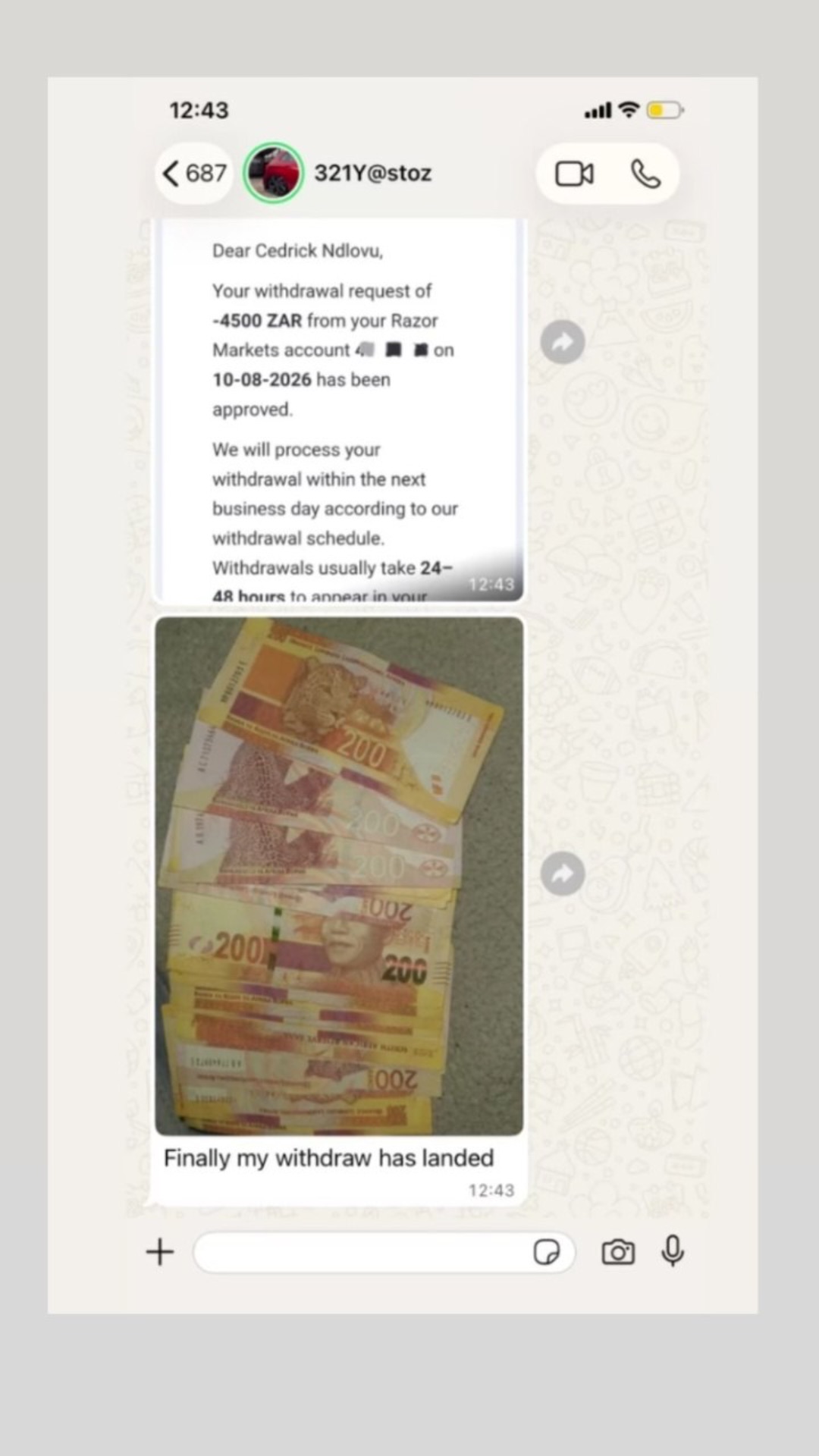 Profit Executer PRO live client result